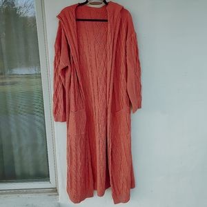 Long Duster Cardigan Sweater in Burnt Orange (5X)